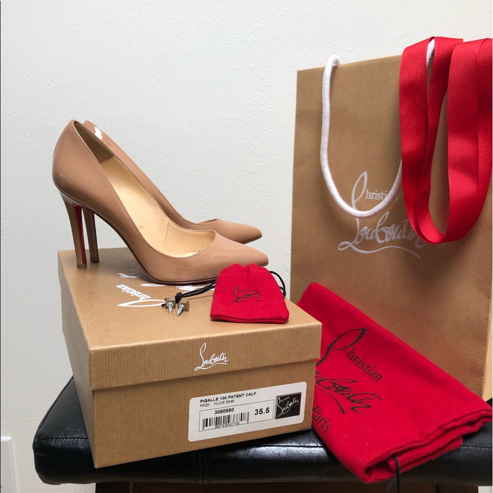 Christian Louboutin Pigalle 100 Patent Nude